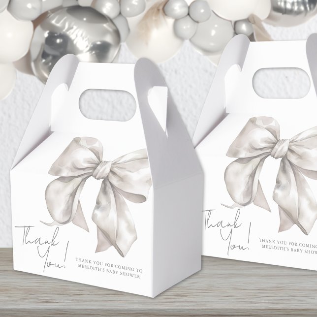 Elegant White Bow Baby Shower Favour Box (Elegant White Bow Baby Shower Favor Boxes)