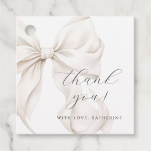Elegant White Bow Baby Shower Favour Tags