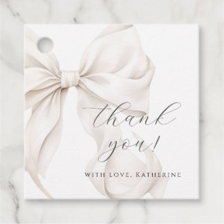 Elegant White Bow Baby Shower Favour Tags