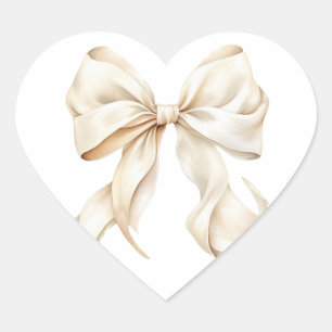 Elegant White Bow Baby Shower  Heart Sticker