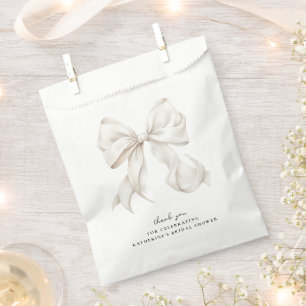 Elegant White Bow Bridal Shower Favour Bag