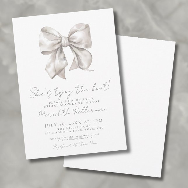 Elegant White Bow Bridal Shower Invitation (Elegant White Ivory Bow Bridal Shower Invitation )