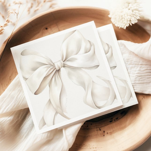 Elegant White Bow Bridal Shower Napkin (Creator Uploaded)