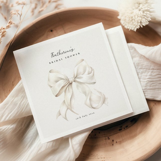 Elegant White Bow Bridal Shower Napkin (Creator Uploaded)