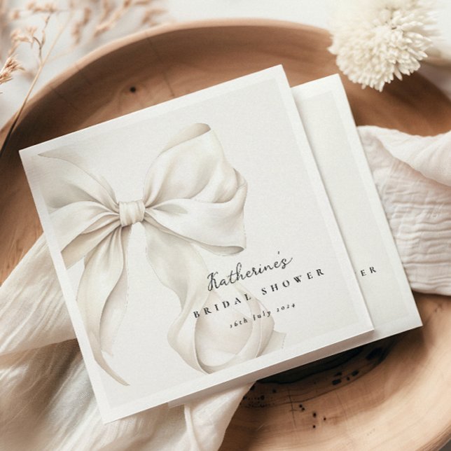 Elegant White Bow Bridal Shower Napkin (Creator Uploaded)