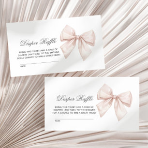 Elegant White Bow Diaper Raffle Enclosure Card