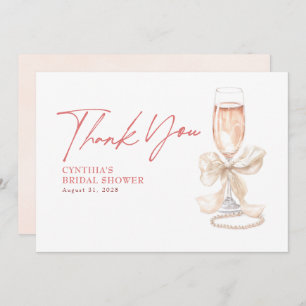 Elegant White Bow Prosecco Bridal Shower Thank You