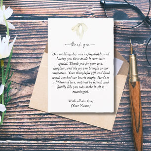 Elegant White Bow Tying the Knot Wedding Photo Thank You Card