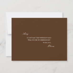 Elegant White & Brown Bridesmaid Proposal Card