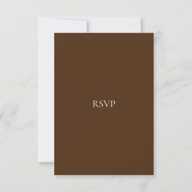 Elegant White & Brown RSVP Card (Front)