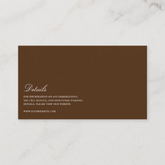 Elegant White & Brown Wedding Details Enclosure Card
