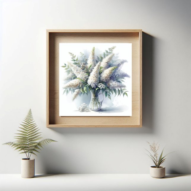 Elegant White Buddleia Floral Bouquet Art Pattern Poster (Creator Uploaded)