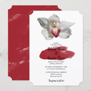 Elegant White Burgundy Orchid Wedding Invitations