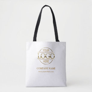 Elegant White Business Company Logo Promotional Tote Bag