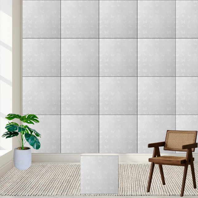 Elegant White Butterfly Frosted Glass Effect  Ceramic Tile (Elegant White Butterfly Frosted Glass Effect Ceramic Tile)