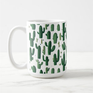 Elegant White Cactus Design Mug