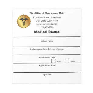 Elegant white Caduceus Medical Emblem Notepad