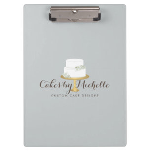 Elegant White Cake with Florals Cake Decorating Clipboard