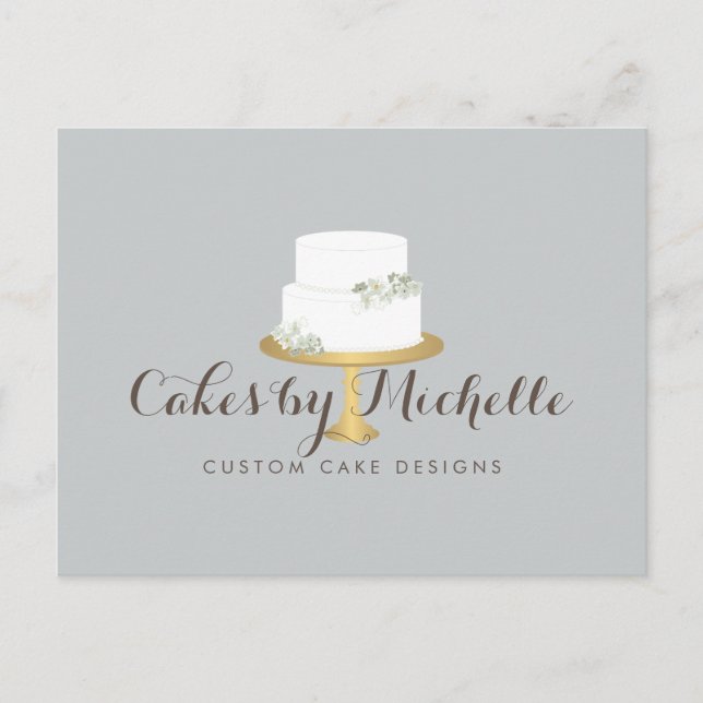 Elegant White Cake with Florals Cake Decorating Postcard (Front)