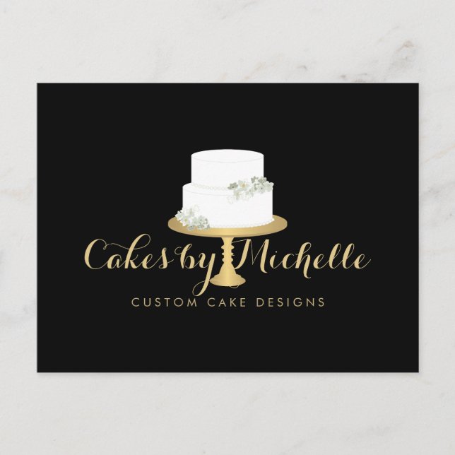 Elegant White Cake with Florals II Cake Decorating Postcard (Front)