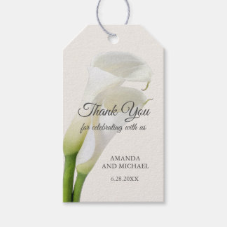 Elegant White Calla Lilies Floral Thank You Gift Tags