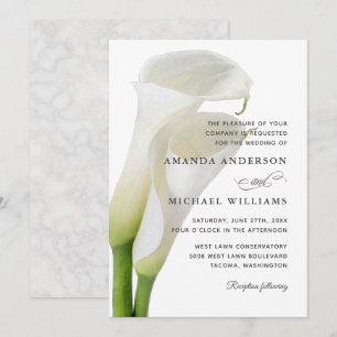 Elegant White Calla Lilies Floral Wedding Invitation