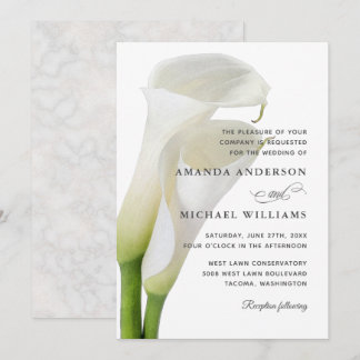 Elegant White Calla Lilies Floral Wedding Invitation