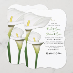 Elegant White Calla Lilies Wedding Invitations
