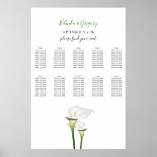 Elegant White Calla Lilies Wedding Seating Chart