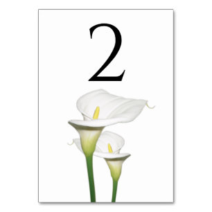 Elegant White Calla Lilies Wedding Table Number