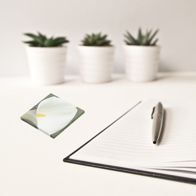 Elegant White Calla Lily Floral Post-it Notes (In Situ)