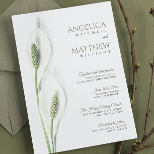 Elegant White Calla Lily Flowers Floral Wedding Invitation