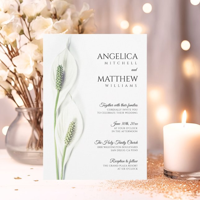 Elegant White Calla Lily Flowers Floral Wedding Invitation (Elegant White Calla Lily Flowers Floral Wedding Invitation)