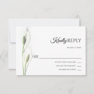 Elegant White Calla Lily Flowers RSVP Wedding Card