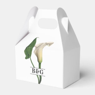 Elegant White Calla Lily Green Botanical Wedding Favour Box