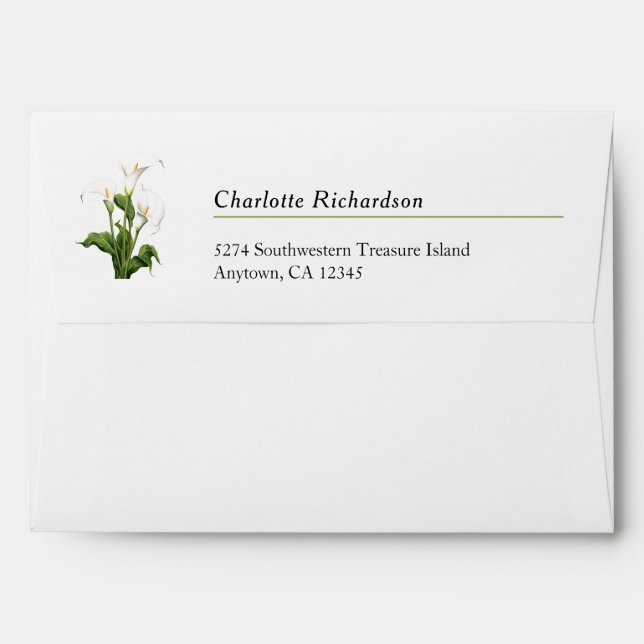 Elegant White Calla Lily Personalised Envelope (Back (Top Flap))