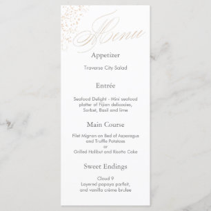 Elegant White Calligraphy Faux Gold Script Menu