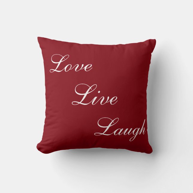 Elegant white calligraphy on burgundy red cushion (Front)