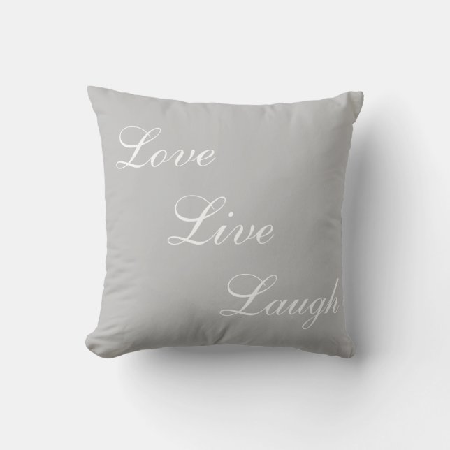 Elegant white calligraphy on light grey cushion (Front)