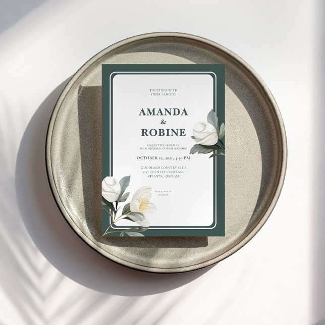 Elegant White Camellia Floral Wedding Invitation (Creator Uploaded)