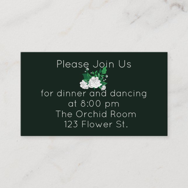 Elegant White Camellia  Reception Enclosure Card (Front)