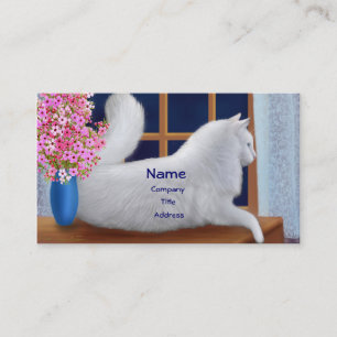 Elegant White Cat Business Card