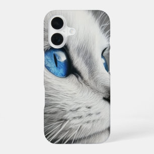 Elegant White Cat with Blue Eyes – iPhone 16 Case