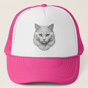 Elegant White Cat with Golden Eyes Trucker Hat