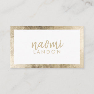 Elegant white chic gold modern square minimalist business card