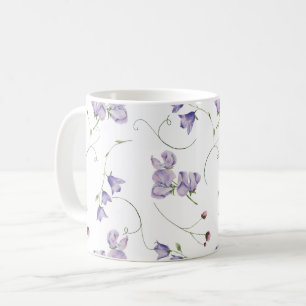 Elegant White Chic Purple Floral Coffee Mug
