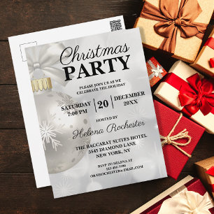 Elegant White Christmas Holiday Party Invitation Postcard