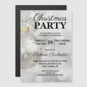 Elegant White Christmas Holiday Party Magnetic Invitation