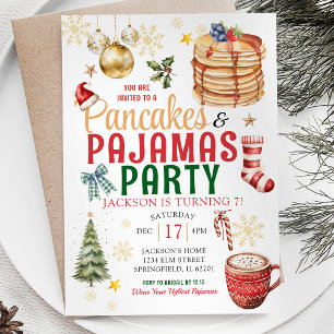 Elegant White Christmas Pancake Pajamas Birthday I Invitation