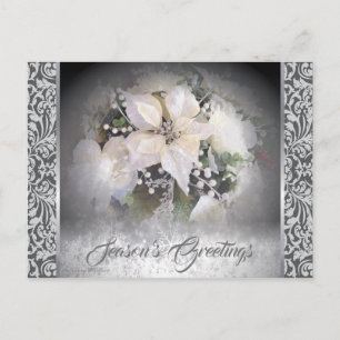 Elegant White Christmas Poinsettia Postcard